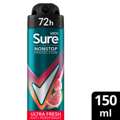 ASDA Sure Nonstop Protection Ultra Fresh Men's Anti-Perspirant Spray 150ml- Buy online at McGrocer