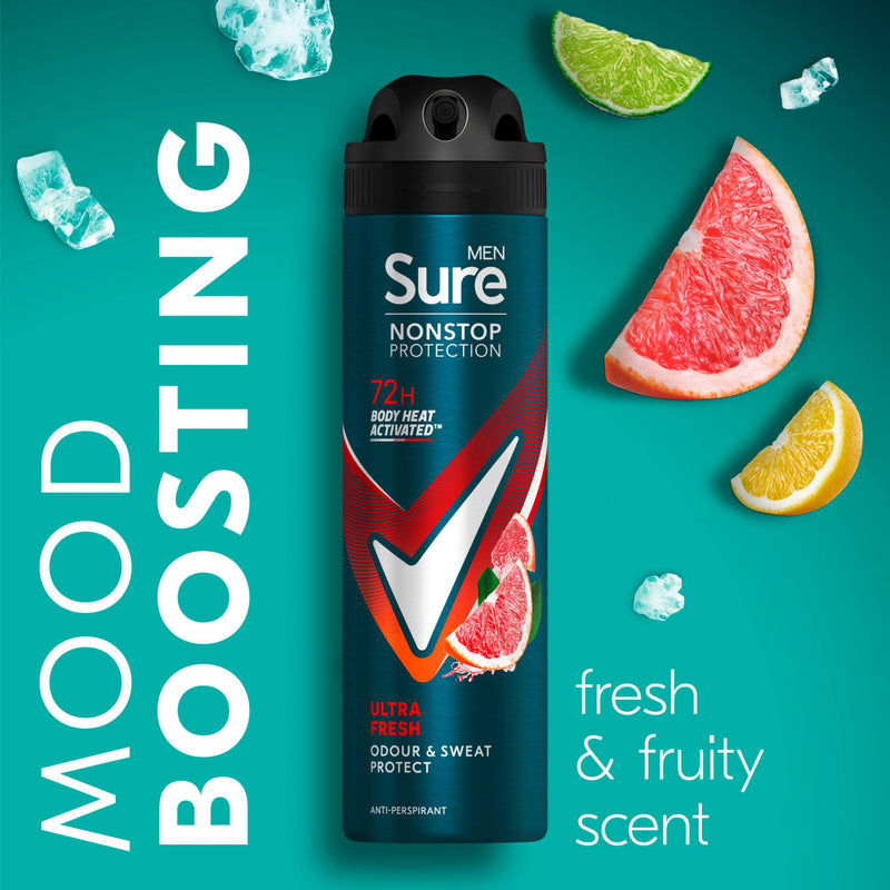 Sure men's anti-perspirant spray Ultra Fresh 150ml (British brand)