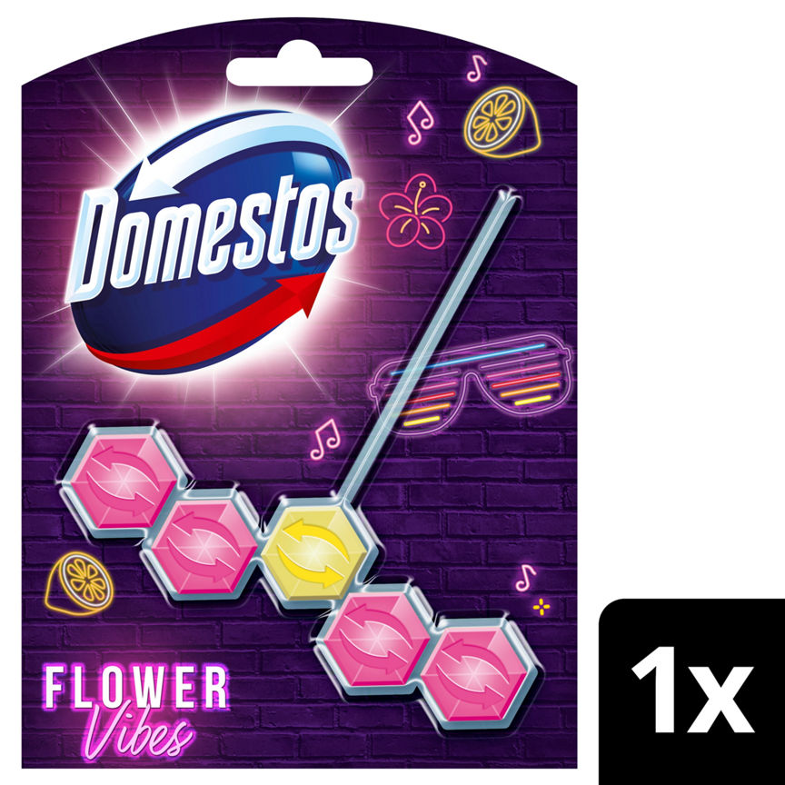 Domestos Toilet Rim Block Flower Vibes Limited Edition 55 g GOODS ASDA   