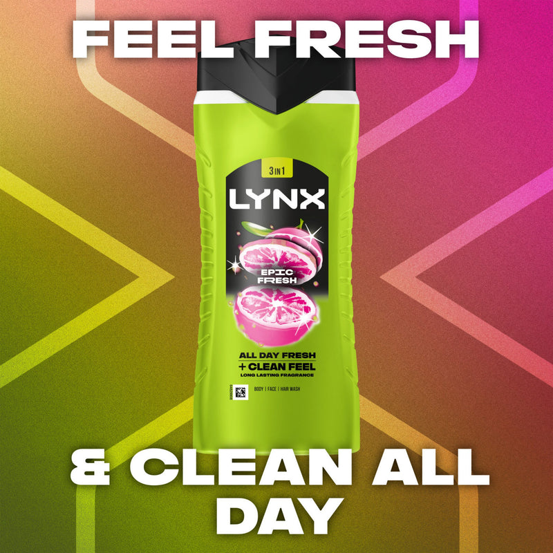 Lynx Epic Fresh grapefruit and pineapple body wash 500 ml, UK version