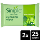 Simple Biodegradable Cleansing Face Wipes 50 Pack