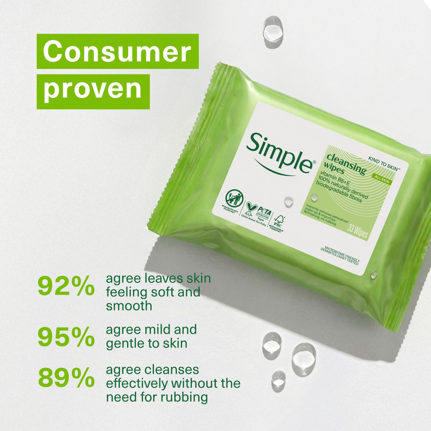 Simple Kind to Skin Biodegradable Cleansing Wipes 50 (British brand)