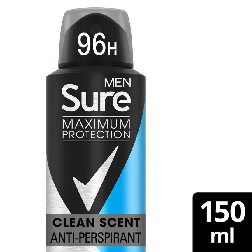 Sure Men Maximum Protection Anti-perspirant Deodorant Aerosol Clean Scent