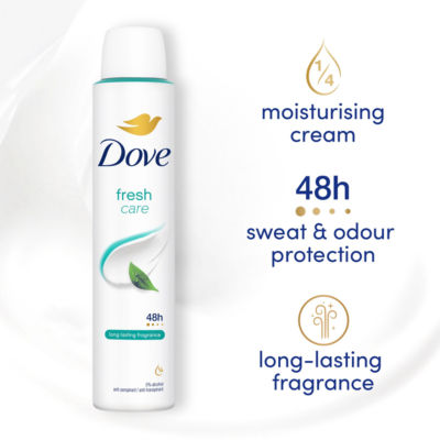 Dove anti-perspirant aerosol Fresh Care 200ml, imported from the UK