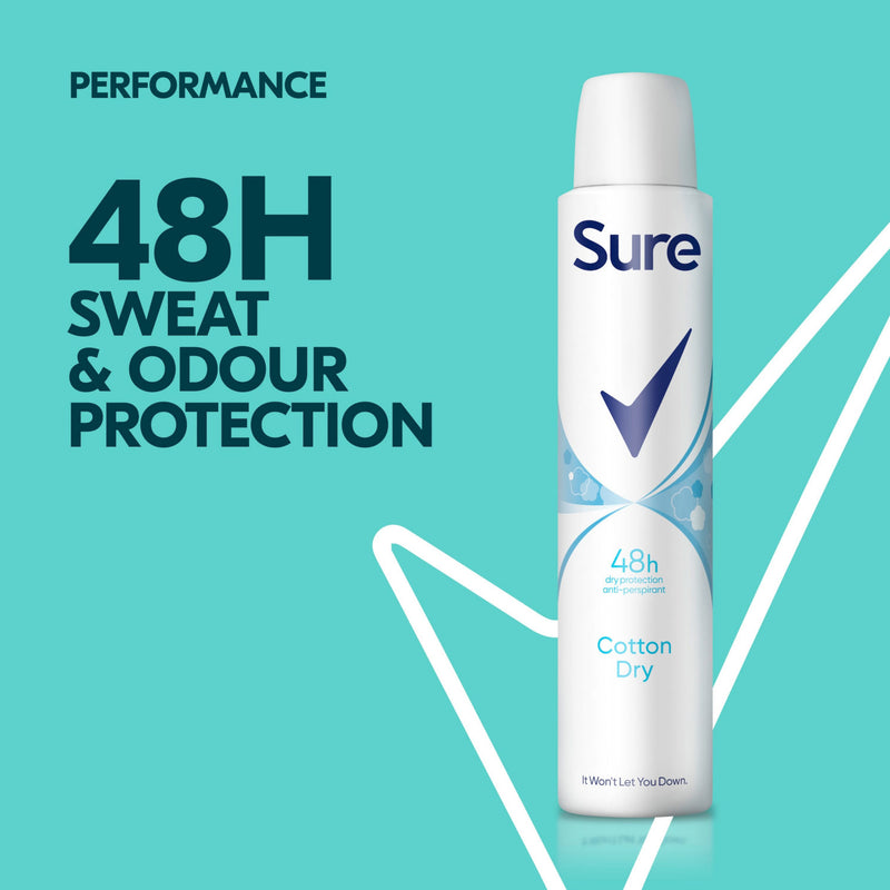 Sure Cotton Dry anti-perspirant deodorant spray 200 ml (British brand)
