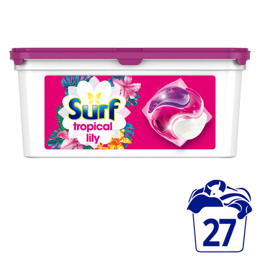 Surf Washing Capsules Tropical Lily 3 in 1 Capsules 27 washes GOODS ASDA   