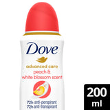 Dove Advanced Care Go Fresh Anti-Perspirant Deodorant Peach & White Blossom 200 ml GOODS ASDA   