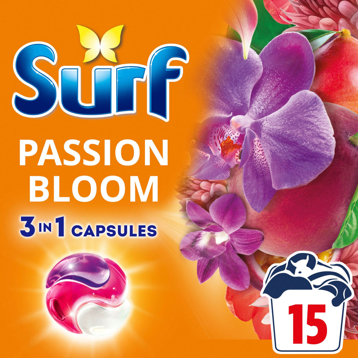 Surf Passion Bloom laundry capsules 15 washes (British brand)