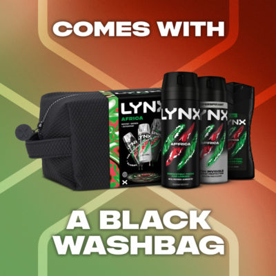 Lynx Africa washbag gift set 3 piece, imported from the UK