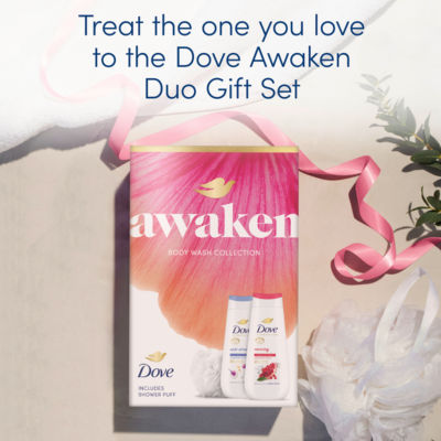 Dove gift set with body washes and shower puff, imported from the UK