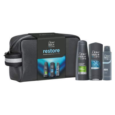 Dove Men gift set with body wash, shampoo, and deodorant, imported from the UK