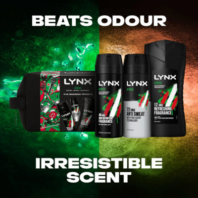 Lynx Africa gift set body spray body wash anti-perspirant washbag, UK version