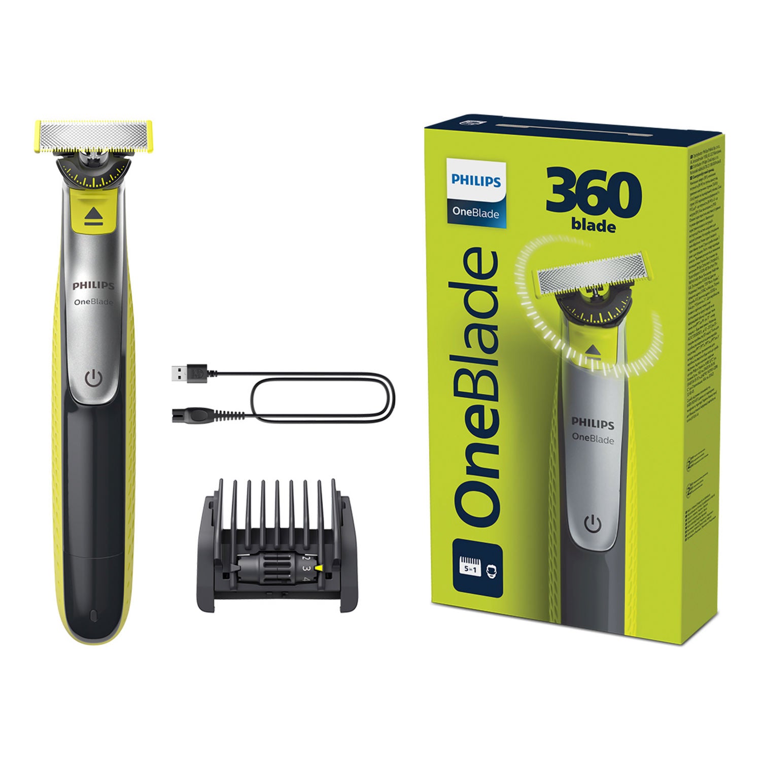 Philips OneBlade 360 beard trimmer 5-in-1 comb, imported from the UK