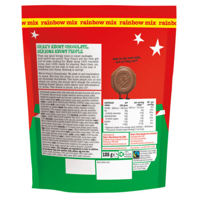 Tony's Chocolonely Rainbow Mix 135g, imported from the UK