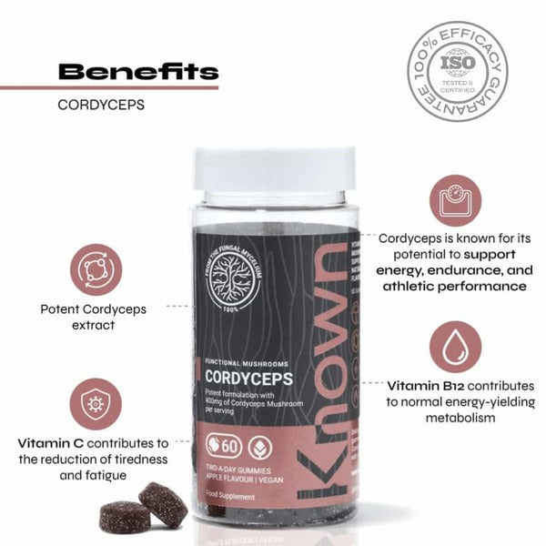 Known Nutrition cordyceps gummies vegan 60 count, UK version