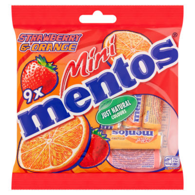 ASDA Mentos Mini Rolls Strawberry and Orange Flavours Chewy Fruit Sweets 10.5g- Buy online at McGrocer