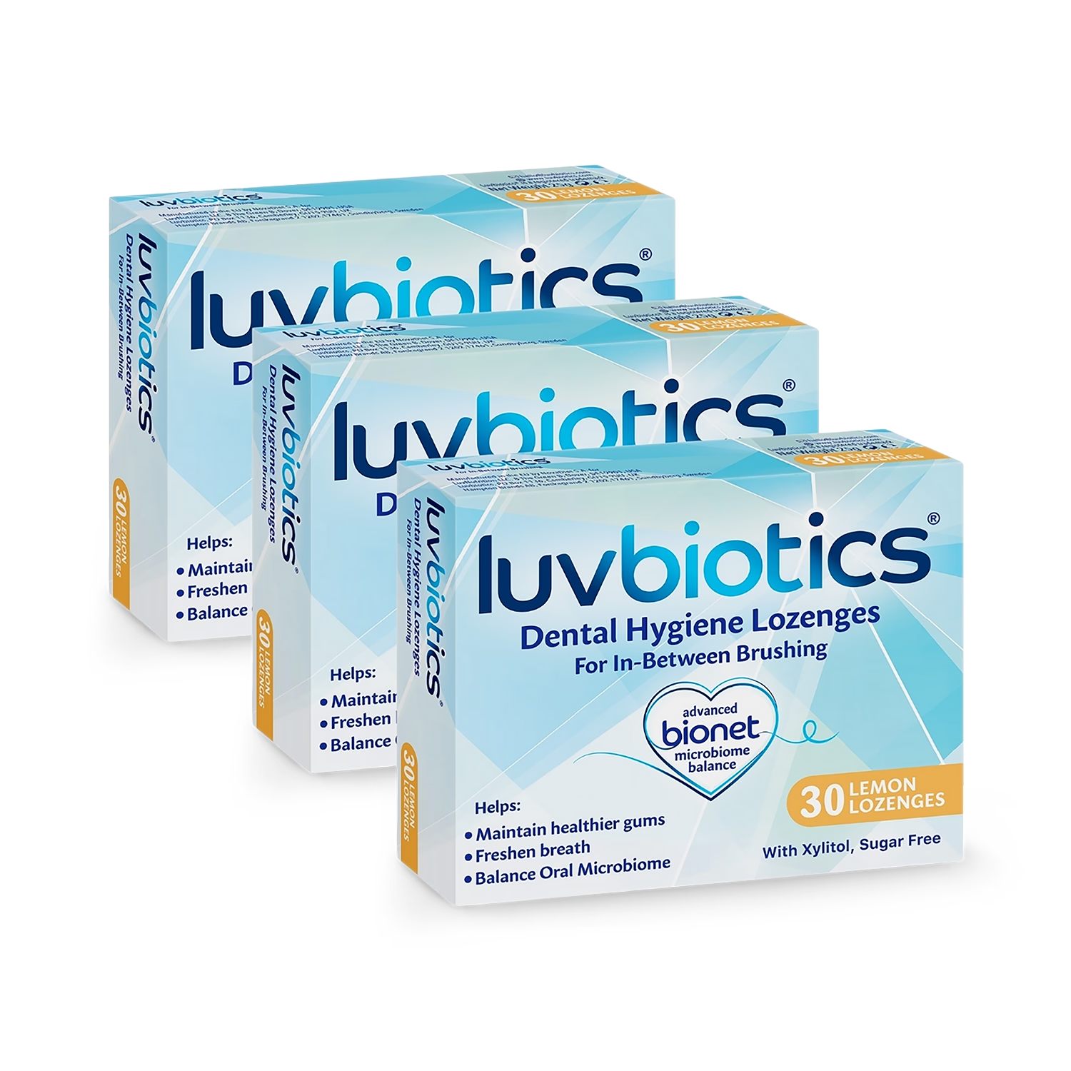 Luvbiotics dental lozenges lemon 3 pack (British brand)