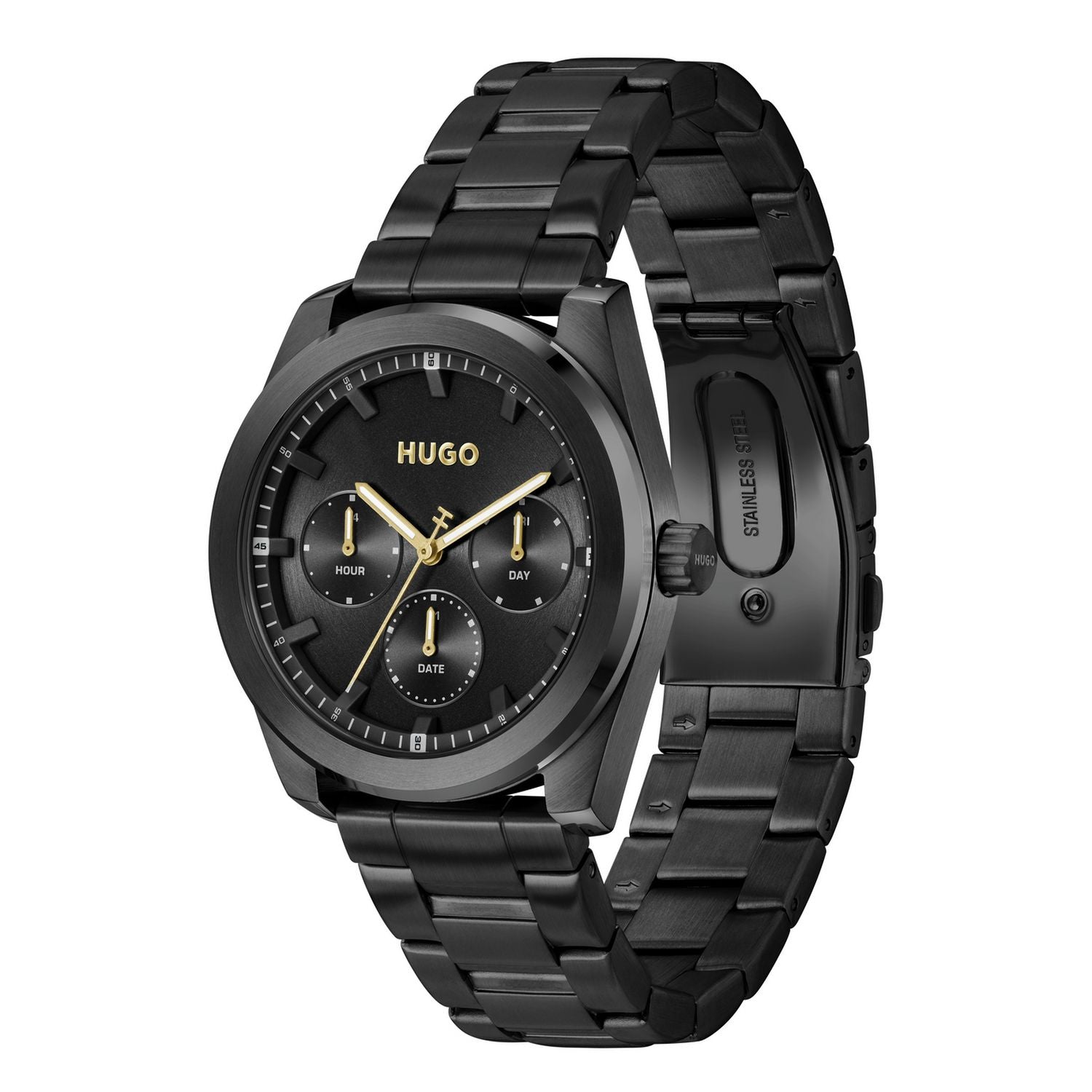 HUGO Bright Sport Black IP Bracelet watch 42mm, UK version