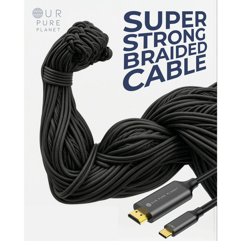 Our Pure Planet USB-C to HDMI cable 2m black - British product