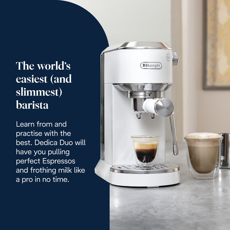 De'Longhi Dedica Duo espresso machine 15cm wide, imported from the UK