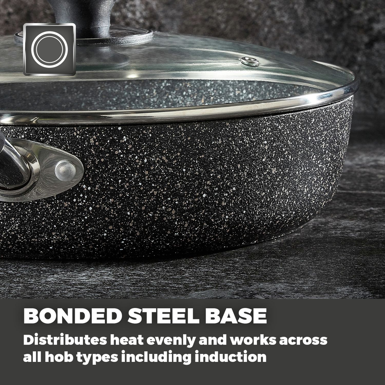 Tower Precision 28cm sauté pan with glass lid - British product