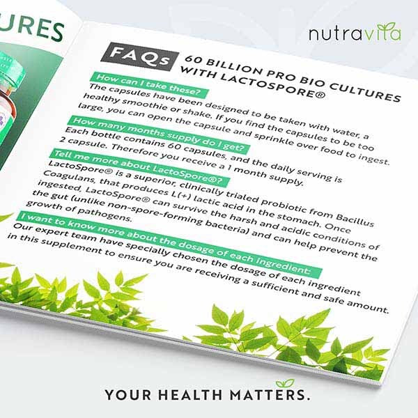 Nutravita probiotic 60 Billion CFU 60 vegan capsules, imported from the UK