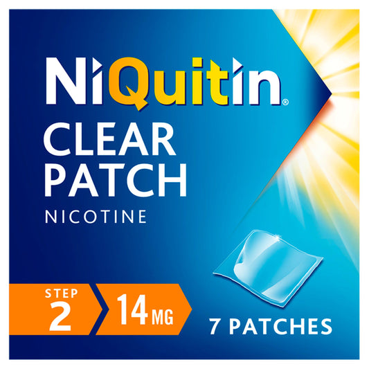 NiQuitin Clear Patch Step 2 Patches Stop Smoking Aid x7 14mg smoking control Sainsburys   