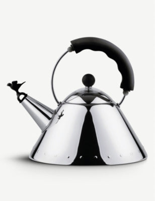 selfridges Alessi Black Whistling Kettle with Bird-Shaped Whistle 2L- Buy online at McGrocer