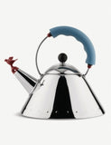 Alessi 9093 kettle 2l with blue bird whistle, imported from the UK