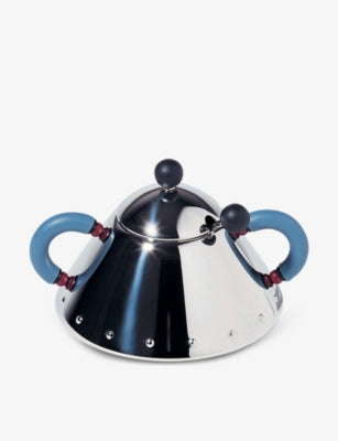 Alessi 9097 stainless steel sugar bowl 200ml with spoon, UK version