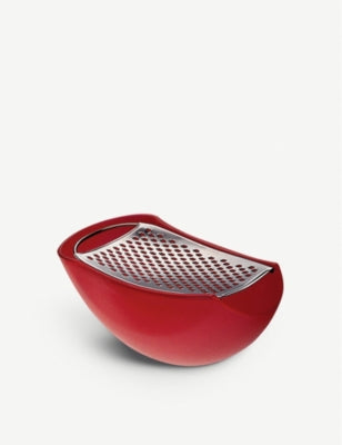 Alessi Parmenide red cheese grater with cellar, imported from the UK