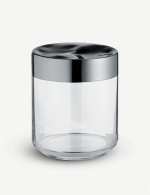 Alessi Julieta glass and stainless steel jar 12.3cm, UK version