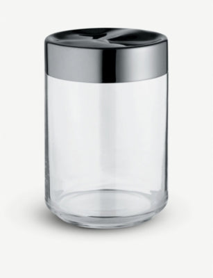 Alessi Julieta glass and stainless steel jar 15.8cm - British product