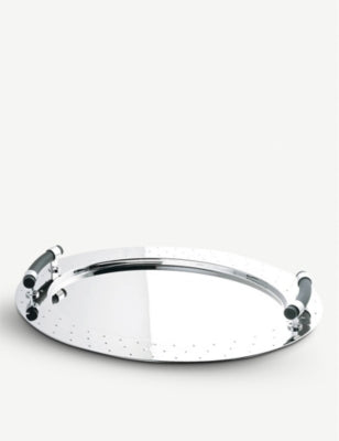 Alessi oval tray with black handles 58cm, imported from the UK