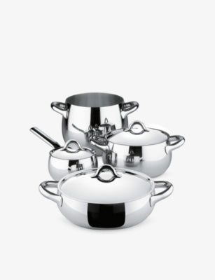 Alessi Mami five-piece stainless-steel cookware set, UK version