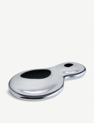 Alessi T-1000 mirror polished stainless steel spoon rest, UK version