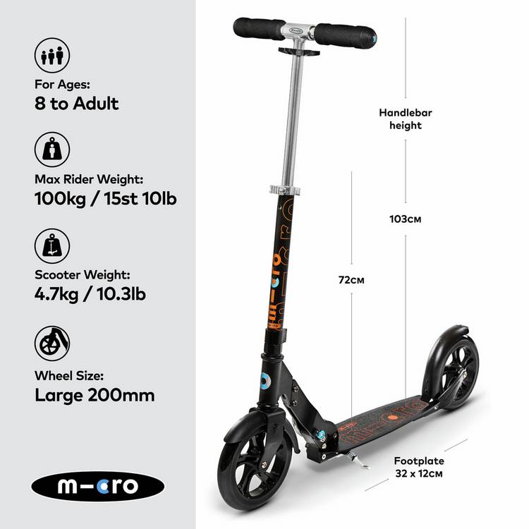 Micro Scooters Classic Foldable scooter black - British product