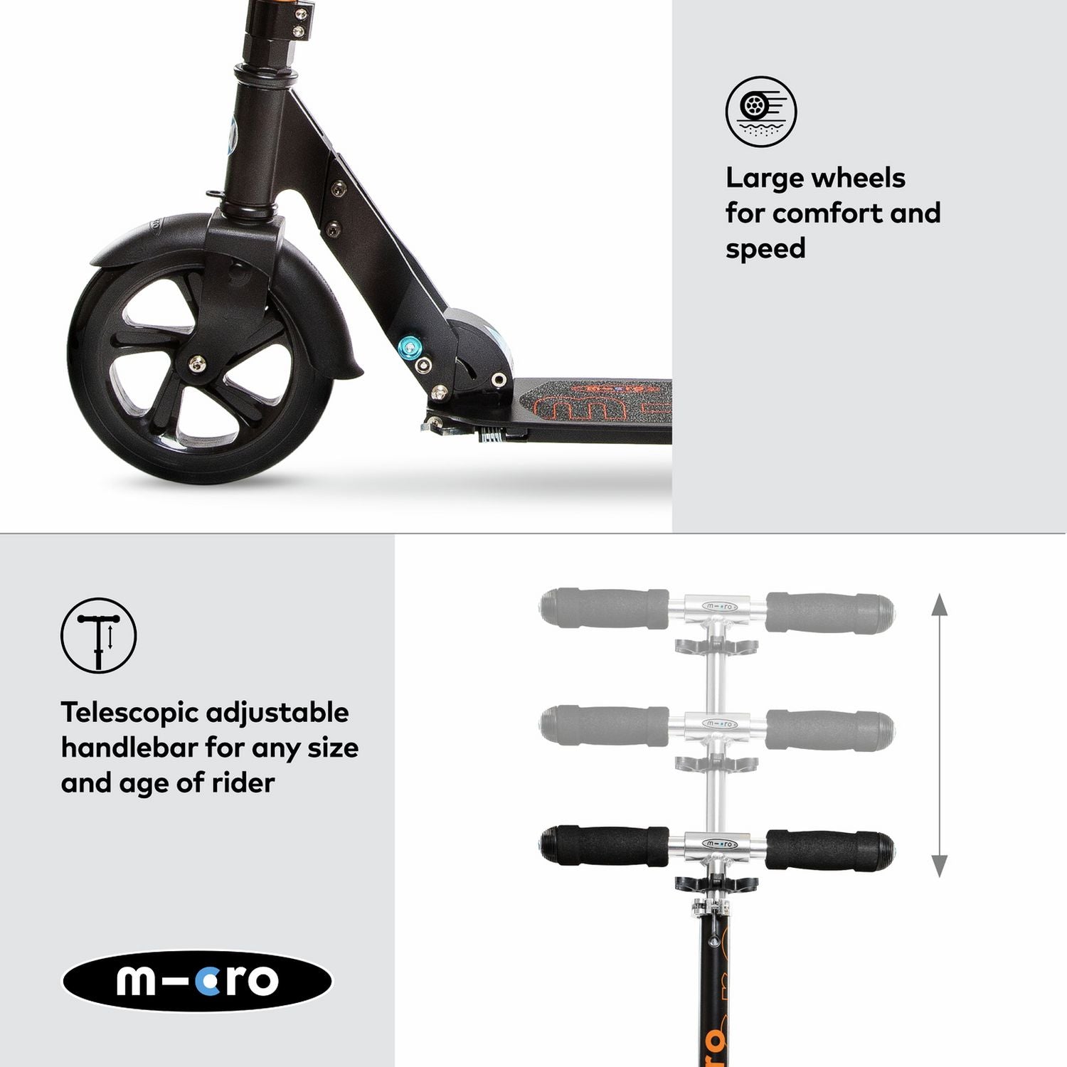 Micro Scooters Classic Foldable scooter black - British product