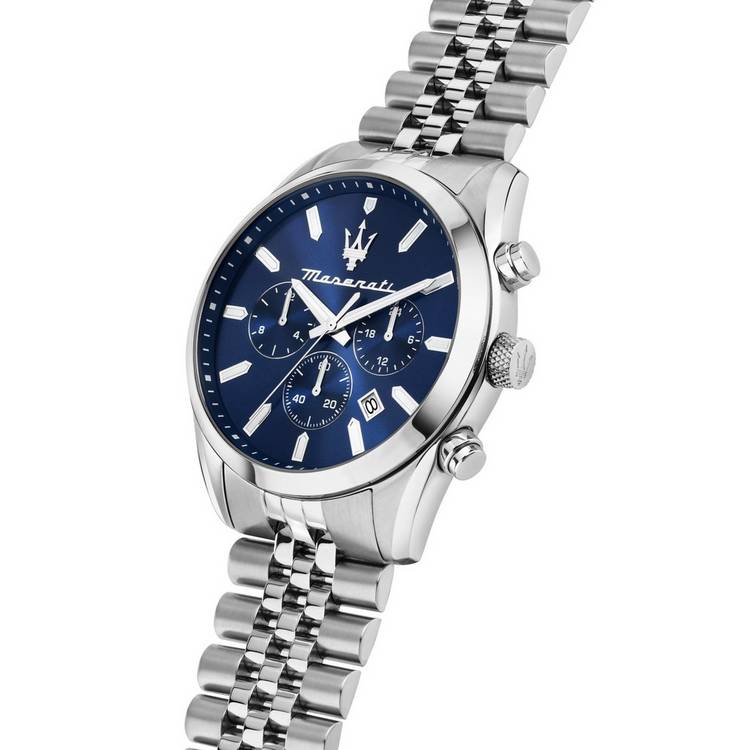 Maserati Attrazione men's watch blue dial stainless steel bracelet (British brand)