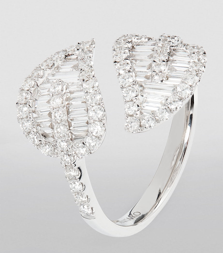 Anita Ko diamond leaf ring in 18kt white gold, imported from the UK