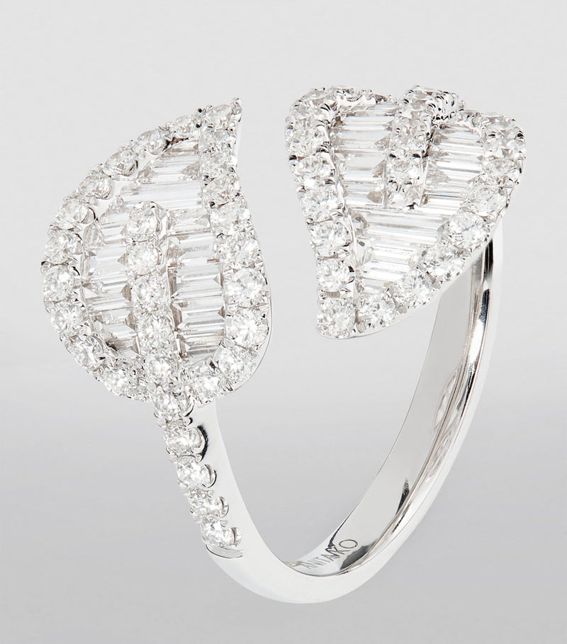 Anita Ko diamond leaf ring in 18kt white gold, imported from the UK