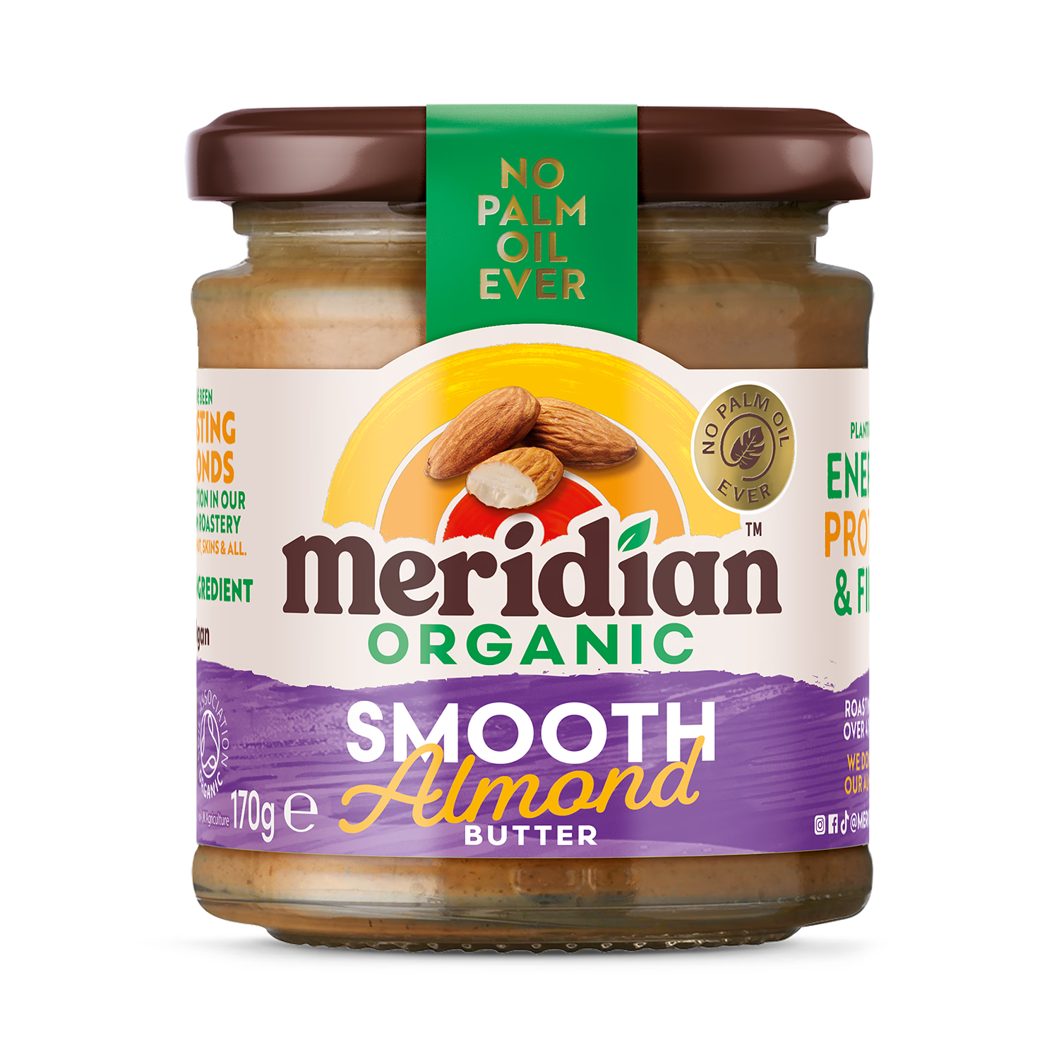 Meridian organic almond butter smooth 170g, imported from the UK