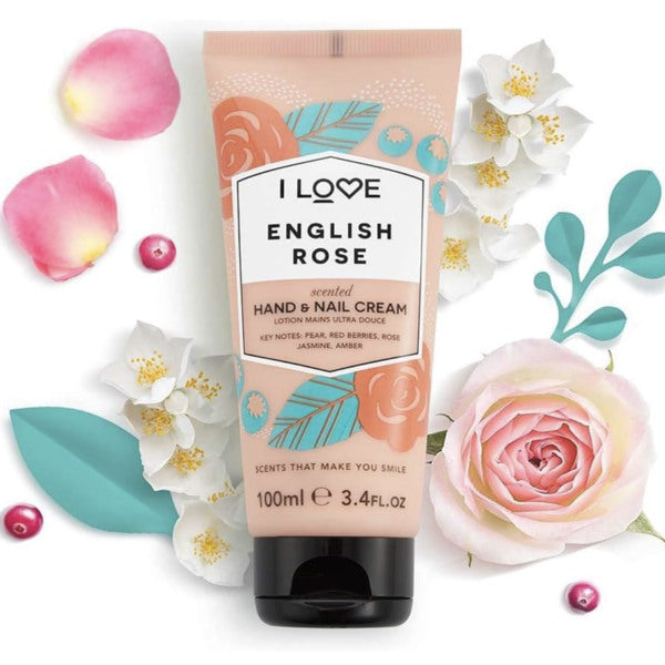 I Love English Rose Scented Hand &amp; Nail Cream 100ml