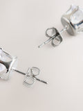 Silver tone cubic zirconia large stud earrings 0.5cm diameter (British brand)