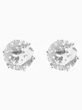 Silver tone cubic zirconia large stud earrings 0.5cm diameter (British brand)