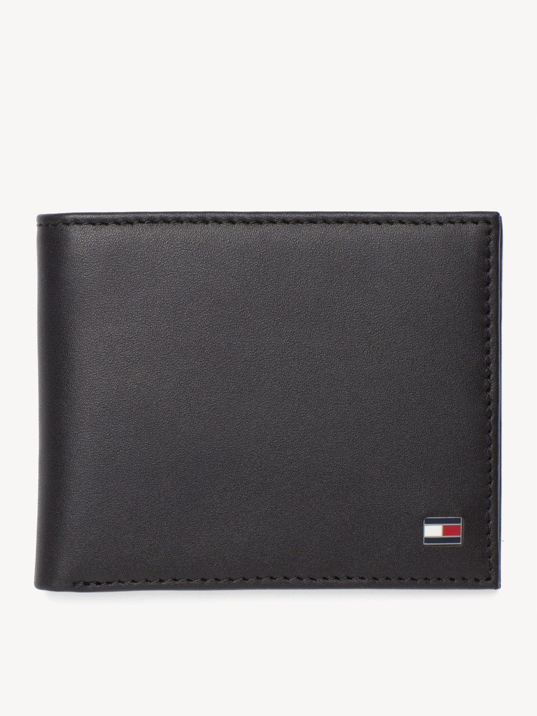 Tommy Hilfiger schwarze Leder Mini Eton Geldbörse mit geprägtem Logo (britische Marke)