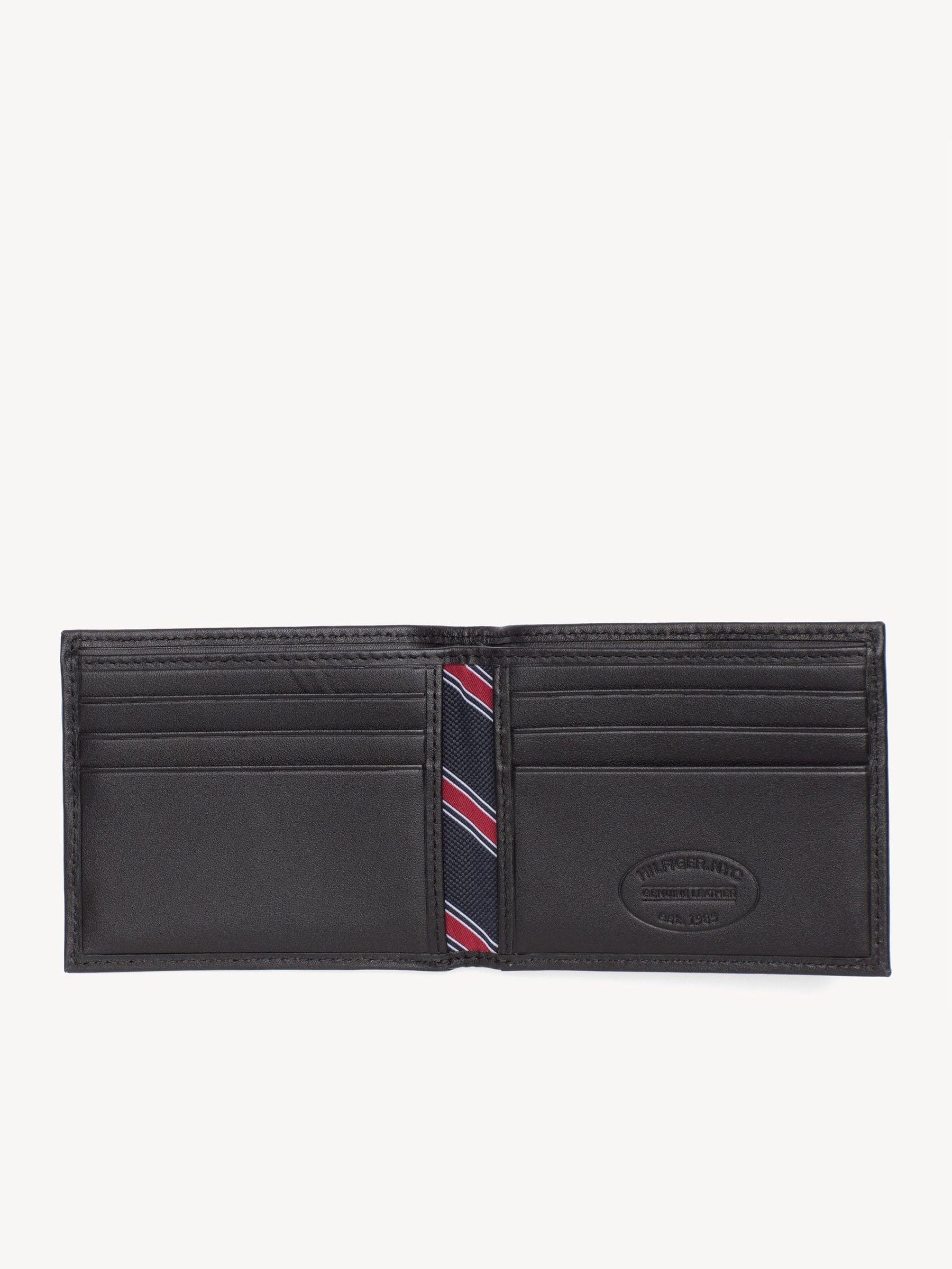 Tommy Hilfiger schwarze Leder Mini Eton Geldbörse mit geprägtem Logo (britische Marke)
