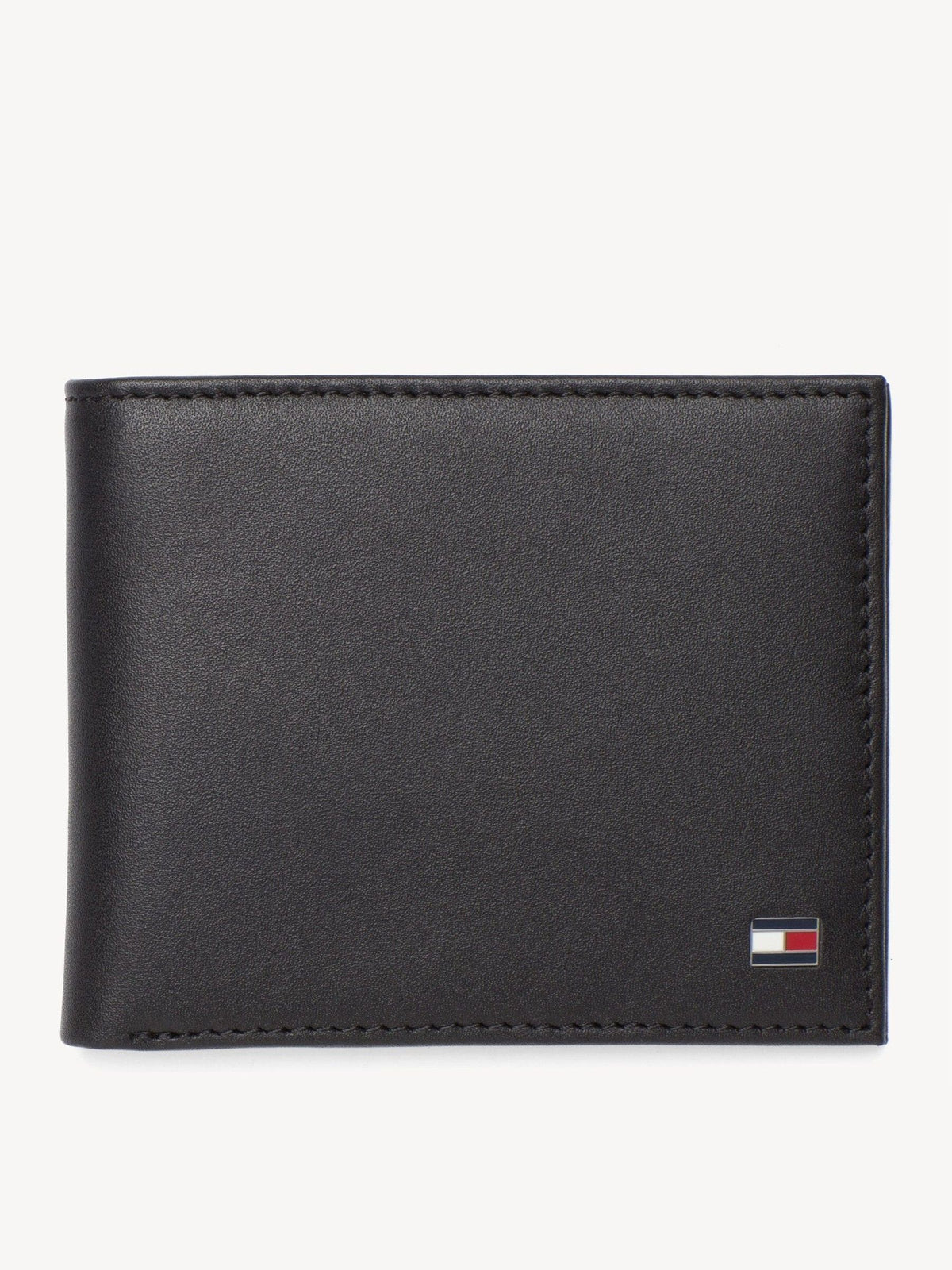 Tommy Hilfiger schwarze Leder Mini Eton Geldbörse mit geprägtem Logo (britische Marke)