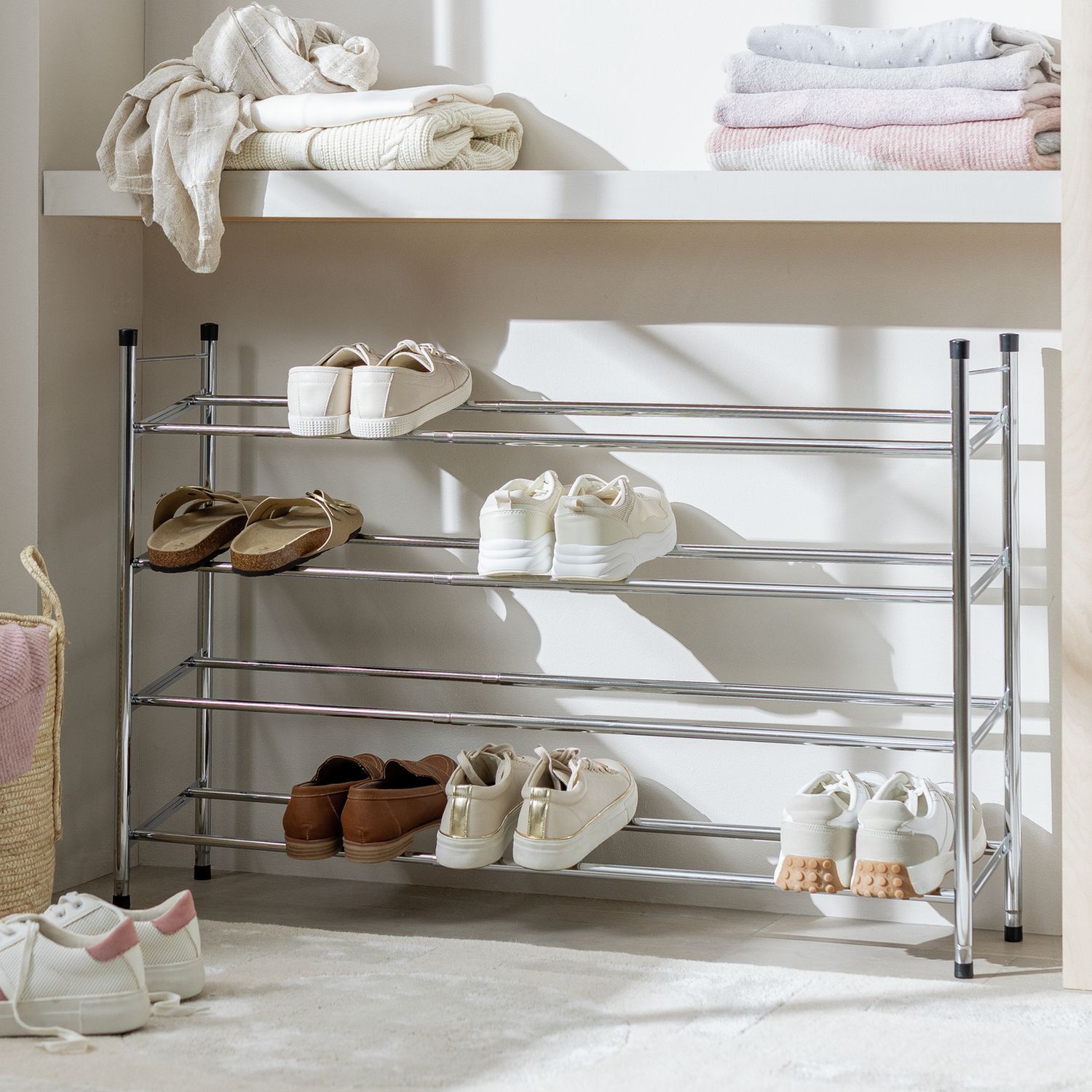 Argos Home Yori extendable chrome shoe rack, UK version