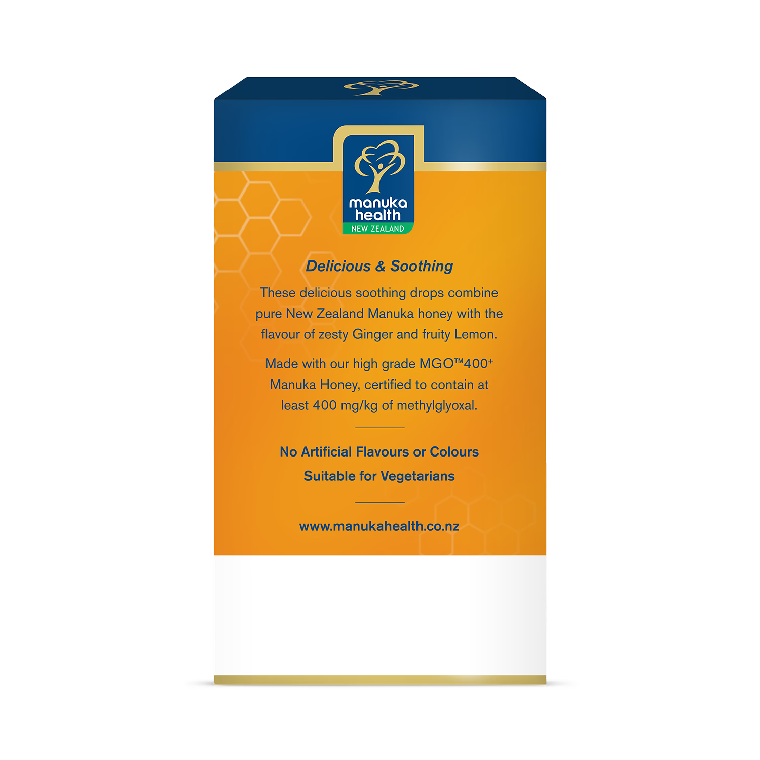 Manuka Health MGO 400+ honey drops ginger lemon 65g, UK version